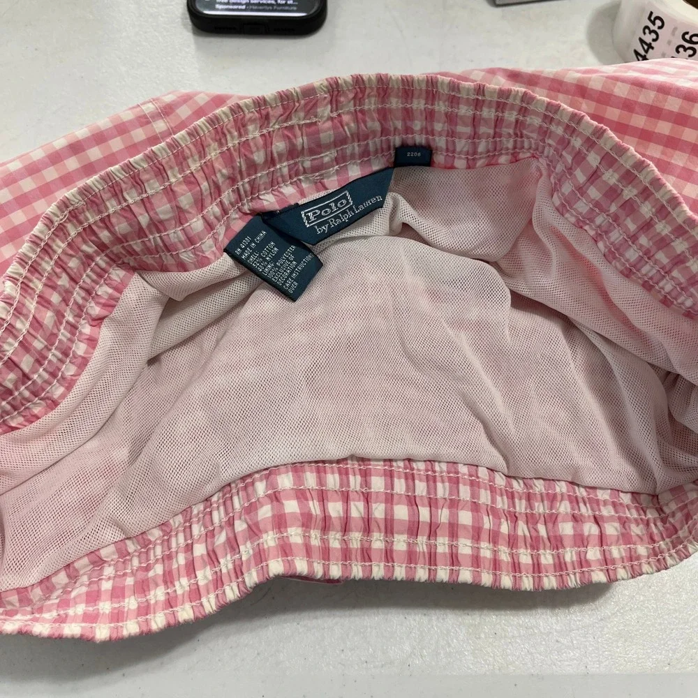 Polo Ralph Lauren Swim Trunks Mens M Pink Gingham Check Pony Logo Beach Pool